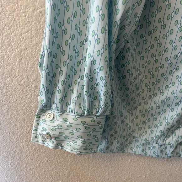 Vintage 70's Button Up Shirt Women's 18 Sodi Miami Blue Disco Dagger Collar - Picture 8 of 14